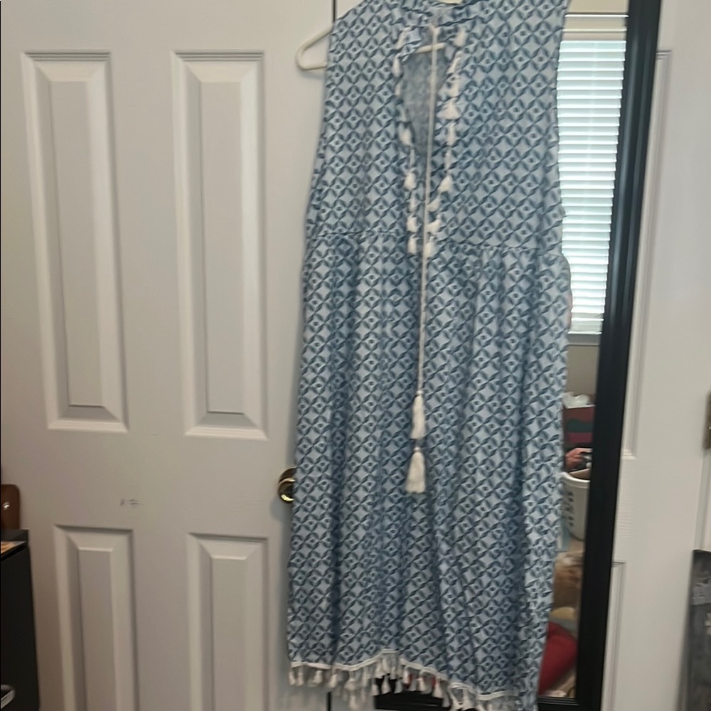 Blue Patterned Swim Coverup one size